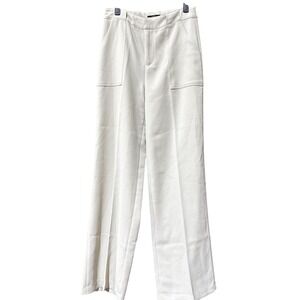 Aqua Pants Womens Small Beige Wide‎ Leg High Rise Pocket Stretch Trousers Office